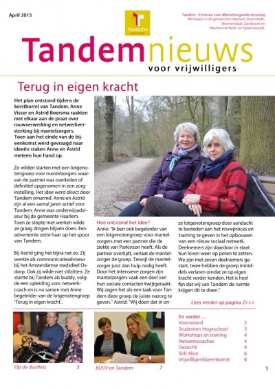 Tandem Nieuws voor vrijwilligers